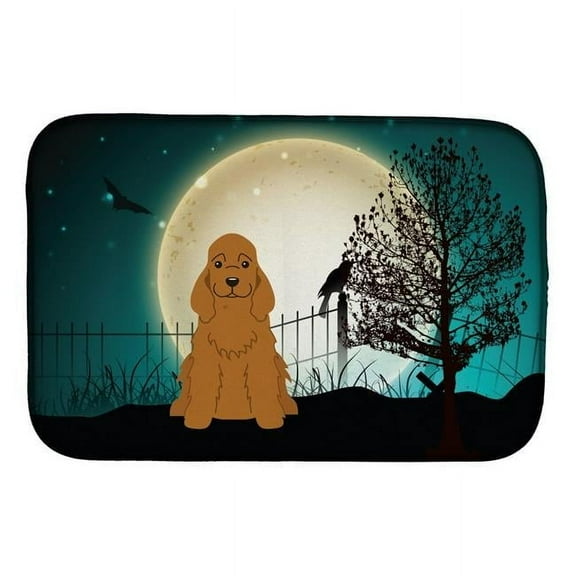 Carolines Treasures BB2285DDM Halloween Scary Cocker Spaniel Red Dish Drying Mat