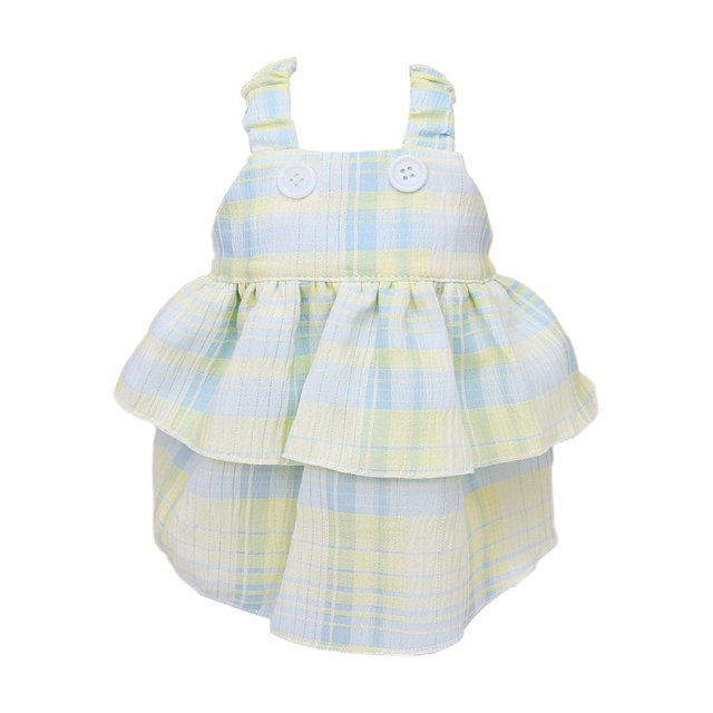 CSChome Robe pour Animaux Ourlet Superposé Confortable à Carreaux Doux Lavable Accessoire Photo Polyester Fournitures Ourlet Superposé