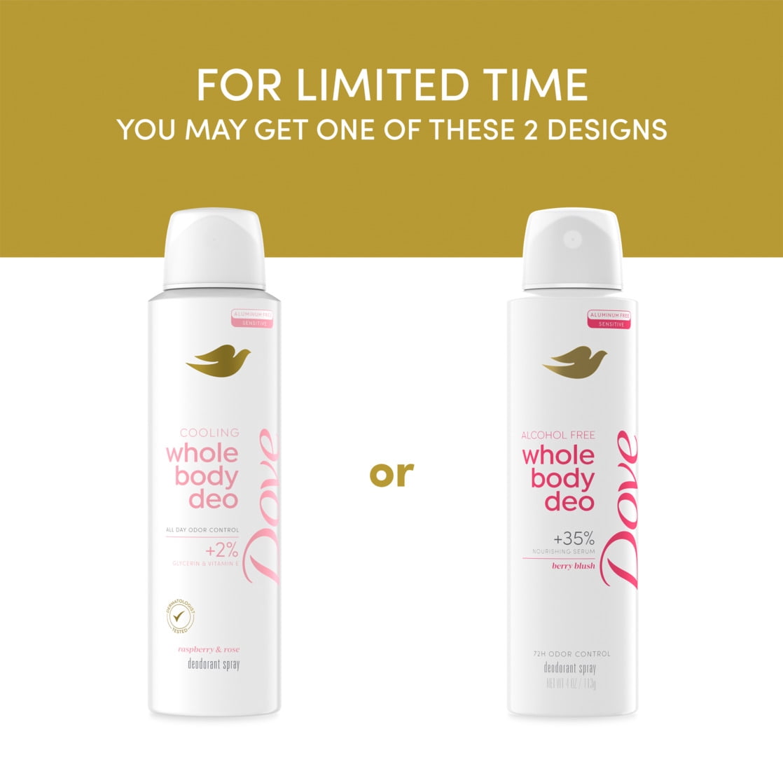 Dove Whole Body Deo Alcohol Free Deodorant Spray For Women Berry Blush, 4 oz