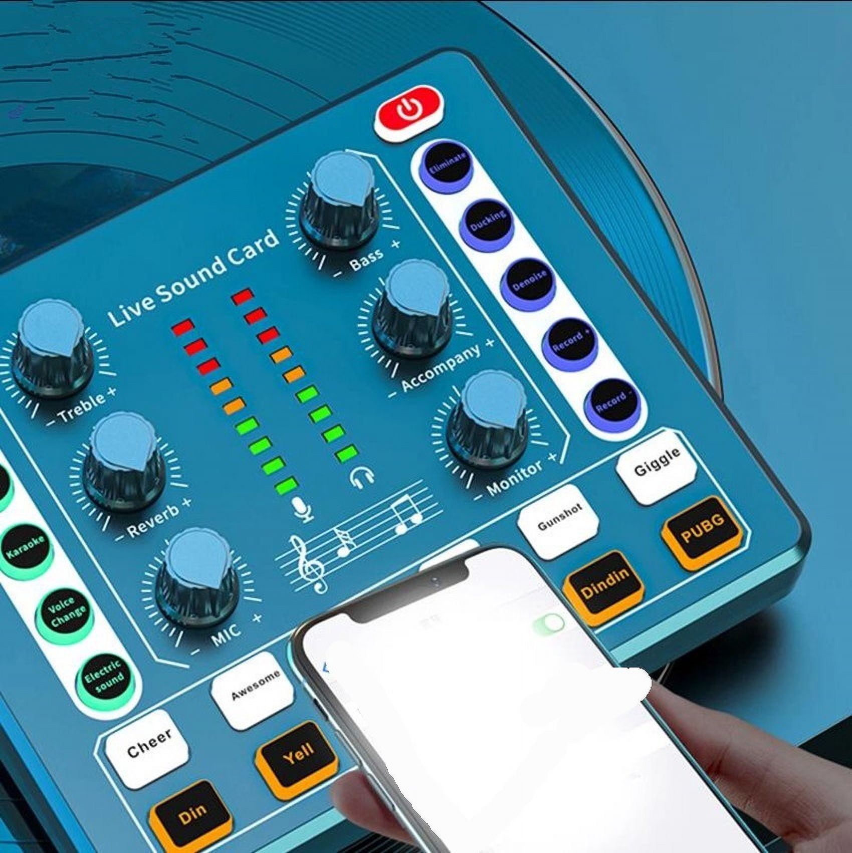 Live Sound Card and Interface with DJ Mixer Effects and Voice Changer Stereo Mixer
