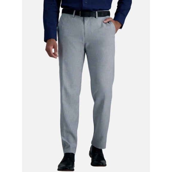 Haggar Men’s Super Flex Waistband, Comfort Performance Stretch Straight Fit Dress Pants, Gray, Size 32X30