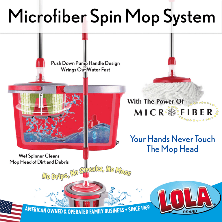 LOLA Revolution Microfiber Spin Mop System, Reusable & Machine Washable - 1  Pack