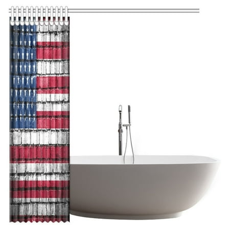 Pop American Flag Decor Shower Curtain Usa Patriotism Painted