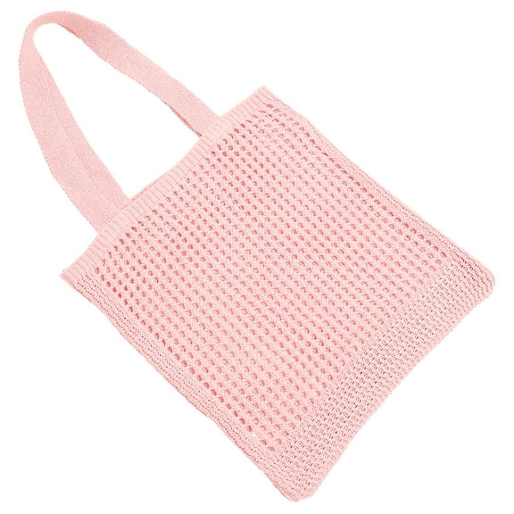 ADDHAT Charming Pink Crochet Tote Bag for Women with Large Capacity and Durable Polyester Material
