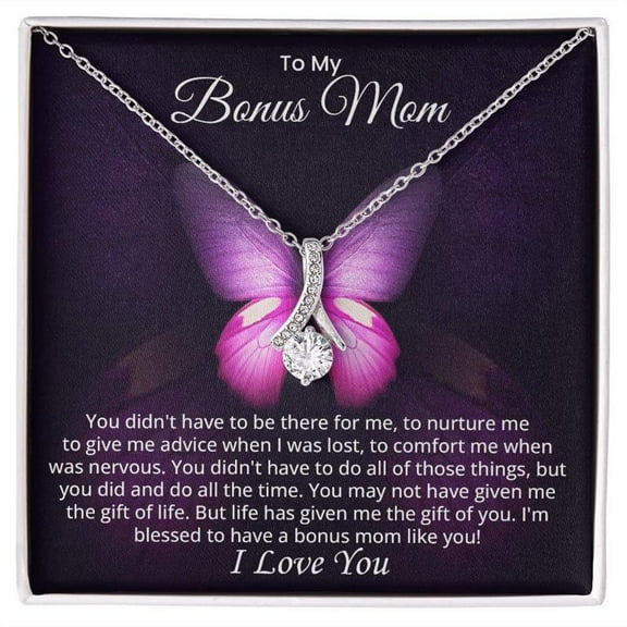Bonus Mom Gifts, Bonus Mom Necklace, Step Mother Gift, Step Mom Necklace, Gift From Bride, Bonus Mom Jewelry, Mother'S Day Gift,, Mother's day Gift Necklace With Meaningful Message Card Inside & Box