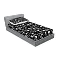 thumbnail image 2 of Ambesonne Retro Fitted Sheet & Pillow Sham Set, Old Time Records Music Discs, Twinxl, Charcoal Grey White, 2 of 2