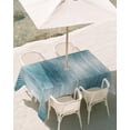 thumbnail image 2 of 60x102 Inch Outdoor Tablecloth with Umbrella Hole Zipper Rectangle Teal Striped Rectangular Tablecloths Outside Waterproof Abstract Vertical Streaks Stripes Patio Table Cloth Cover for Picnic Party, 2 of 8
