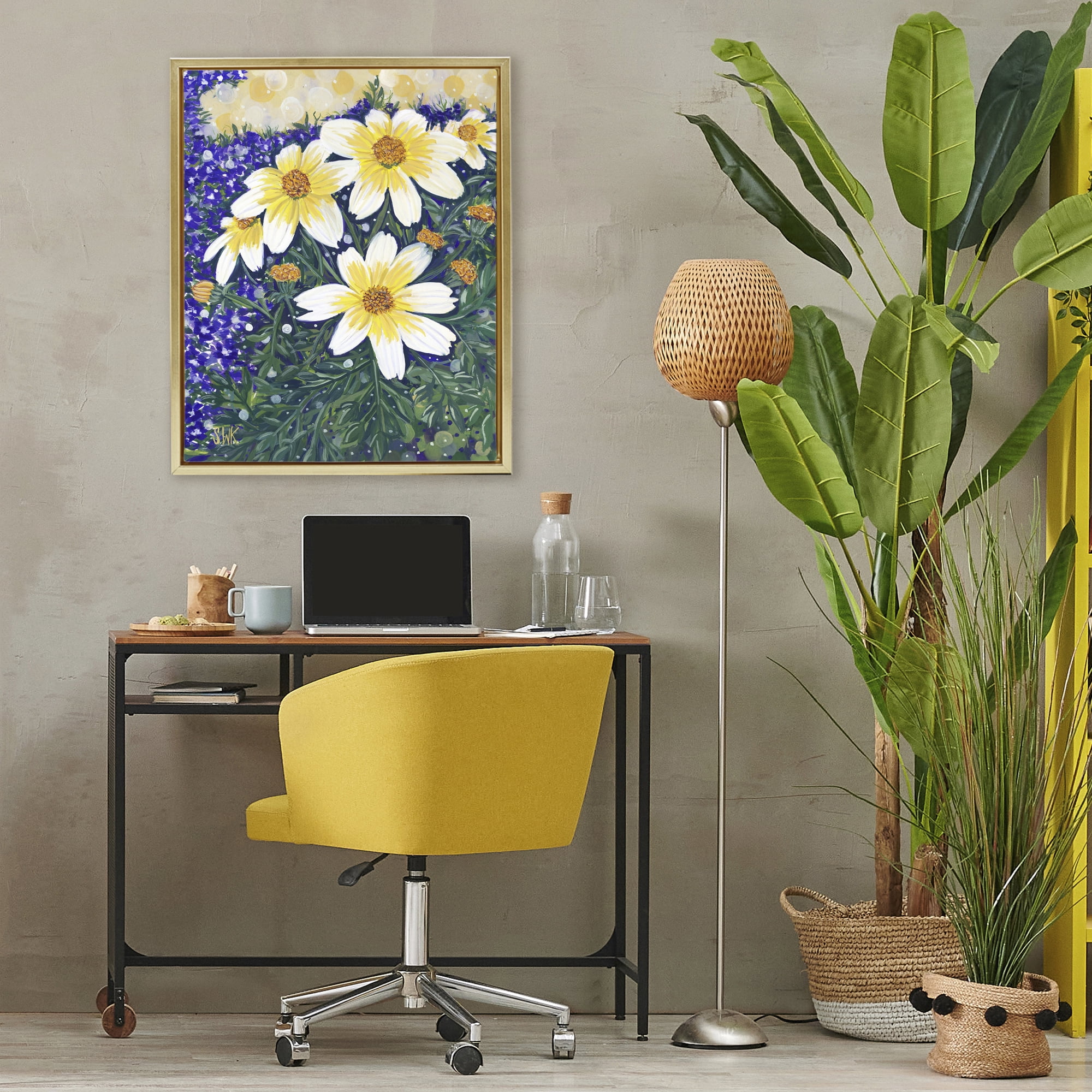 Stupell Industries Summer Garden Cosmos Gold Framed Floater Canvas Wall Art, design by Sarah Waldron Kimball