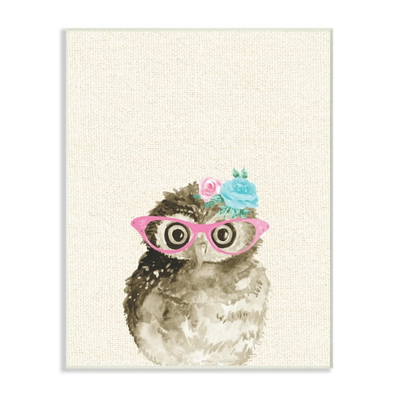 Stupell Woodland Owl with Cat Eye Glasses Wall Plaque Art