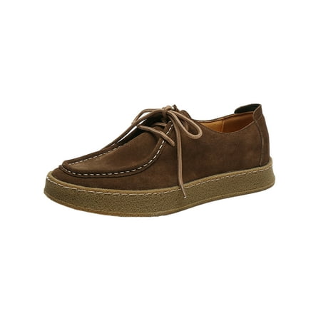 

Ritualay Men Non-Slip Moccasins Comfort Lace Up Flats Walking Work Round Toe Skate Shoe Khaki 7