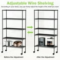thumbnail image 6 of NiamVelo Wire Shelving 5 Tier Storage Shelf with Wheels Adjustable Metal Shelves Unit for Garage Home Kitchen Bathroom,60" H x 30" W x 14" D, 750Lbs Capacity, Black, 6 of 7