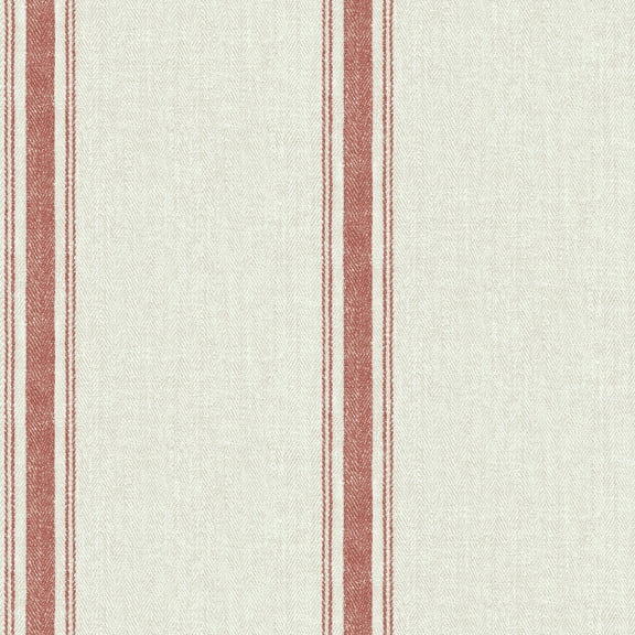 Chesapeake Linette Burnt Sienna Fabric Stripe Prepasted High Performance Wallpaper, 20.5-in by 33-ft, 56.4 sq. ft.