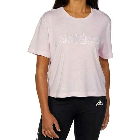 Adidas Women's Primegreen Aeroready Logo Crop Tee (Pink, X-Small)