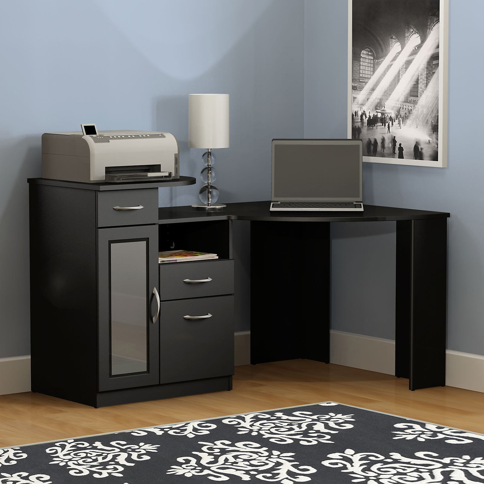 Bush Vantage Black Corner Computer Desk