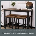 thumbnail image 3 of SUMMIT LIVING Counter Height Bar Table Set with Bar Stool and Bench, 4-Piece Wood Dining Table Set for Small Space, Walnut & Black, 3 of 9