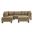 thumbnail image 7 of Poundex 3 Piece Fabric Sectional Sofa Set with Ottoman in Sand Brown, 7 of 7