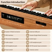 TERENCE P37 Digital Piano 88 Key Weighted Keyboard, Full-Size Keyboard Piano for Beginners, Electric Piano with Stand