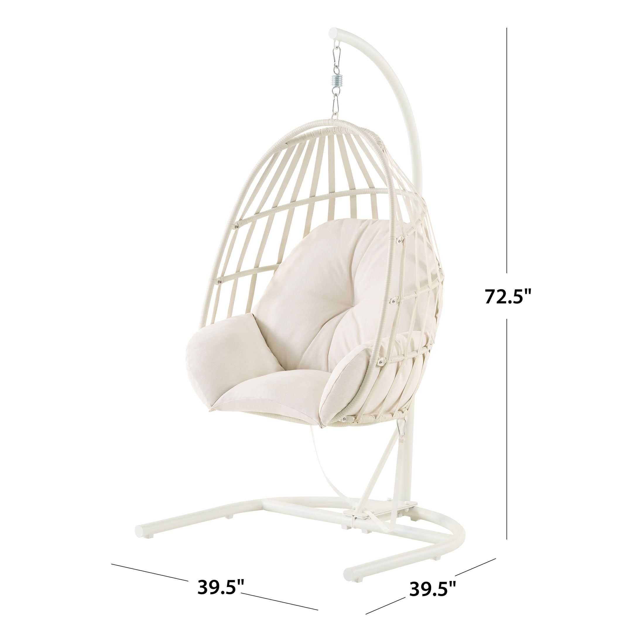 Mainstays Outdoor Wicker Patio Hanging Egg Chair, White