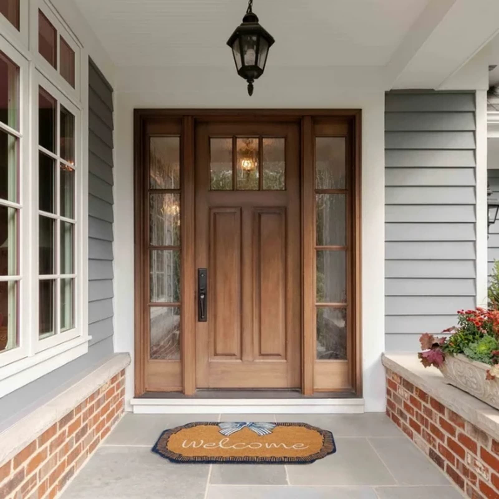 Bow Welcome Outdoor Doormat, 35*24", Non-Slip Entryway Rug for Home Entrance Indoor Outdoor Use