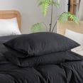 thumbnail image 6 of BESTOUCH Duvet Cover Set Oversized King 100% Washed Cotton Linen Feel Soft Chic Lightweight 3Pcs (Deep Black, 120"x98"), 6 of 7