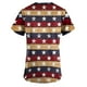 thumbnail image 4 of Día de la Independencia de las mujeres con cuello en V Casual manga corta bolsillos impresos señoras Tops blusa uniforme Pompotops hkajfhjk465358, 4 of 4