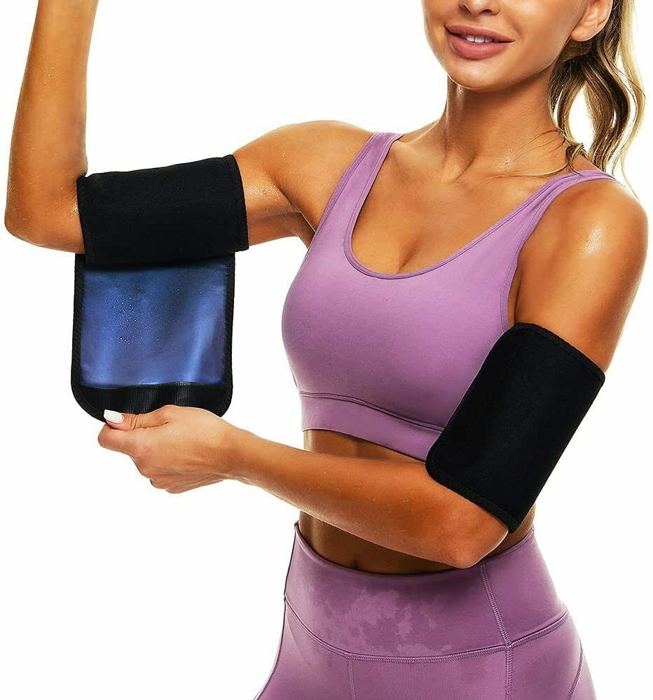 KUMAYES Sauna Arm Trimmers Arm Sweat Bands Arm Slimmer Shaper Compression Sleeves Wraps Arm Trainer for Women Workout 2 Pack
