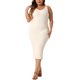 thumbnail image 2 of Vestido sin mangas de talla grande para mujer Agnes Orinda, con escote en V, casual, de punto acanalado, ajustado, color beige, talla 2X, 2 of 6
