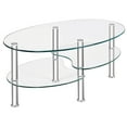 thumbnail image 1 of Costway Tempered Glass Oval Side Coffee Table Shelf Chrome Base Living Room Clear, 1 of 10