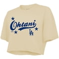 thumbnail image 2 of Women's Majestic Threads Shohei Ohtani Cream Los Angeles Dodgers Boxy Crop Top, 2 of 3