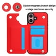 thumbnail image 3 of Case Compatible with iPhone 16, Stylish Card Slots Kickstand PU Leather Back Case Magnetic Closure RFID Blocking Drop Protective Shockproof Cover for iPhone 16, Red, 3 of 8