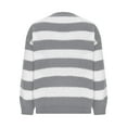 thumbnail image 5 of Zedker Women'S Casual Long Sleeve Round Neck Sweaters, Soft Comfortable Loose Fall Winter Knitted Pullover Tops, Elegant Striped Blouses,Gray,M, 5 of 7