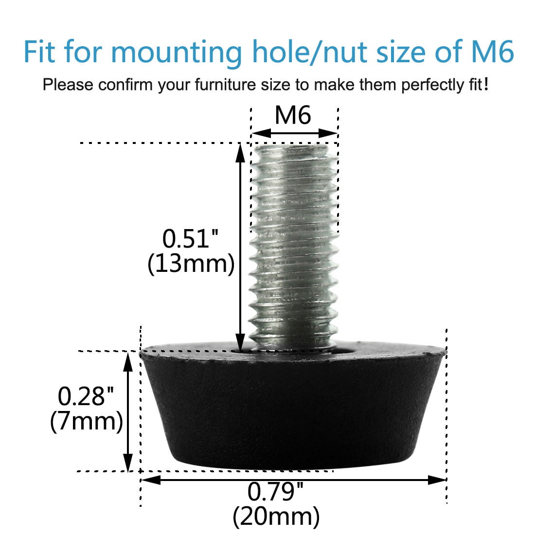 Unique Bargains M6 x 13 x 20mm Adjustable Leveling Feet Floor Protector