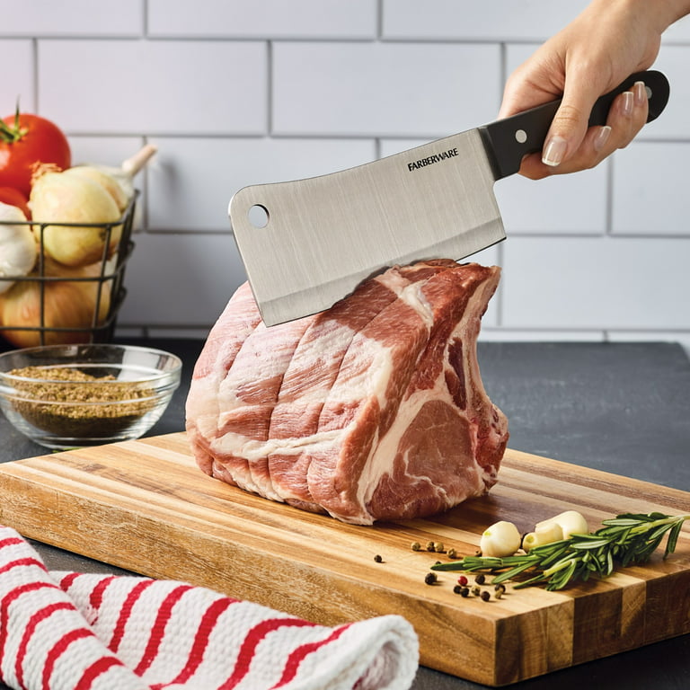 Full Tang Butcher Knife Butchery Tool Bone Ribs Steak Meat Slice Cut Wood  Handle