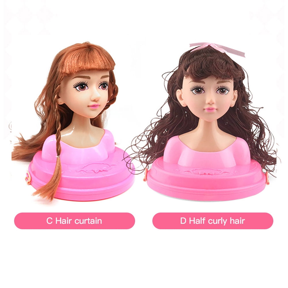 Makeup and Hair Styling Doll Head Toy Kit - Kids Pretend Play Set with Real  Washable Cosmetics and Style Accessories for Little Girls