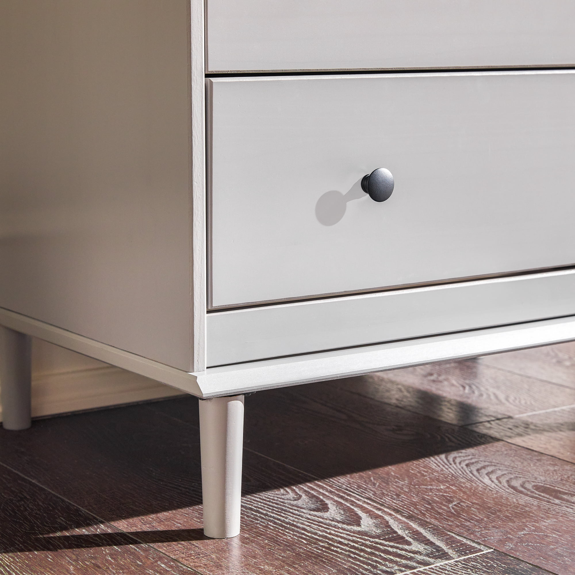 Walker Edison Transitional 4-Drawer Solid Wood Dresser, Grey