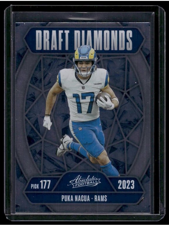Near Mint 2025 Panini Absolute Football Draft Diamonds DD-PNA Puka Nacua Los Angeles Rams Football Card