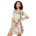 thumbnail image 3 of FORMRS Womens Long Sleeve Nightgowns Crew Neck Sleep Shirt Soft Pajamas Sizes S-3XL, Light Red Flowers, 3 of 8