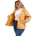 thumbnail image 2 of Abrigo de trench con capucha para mujer de tallas grandes GRACE & GRANDEUR, resistente al viento, con cierre de cremallera y botones, chaqueta de invierno con bolsillos 3X dorada, 2 of 4