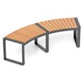 thumbnail image 2 of Costway Backless 2-Person Patio Curved Bench with Slatted Seat & Metal Legs Oil Painted, 2 of 8