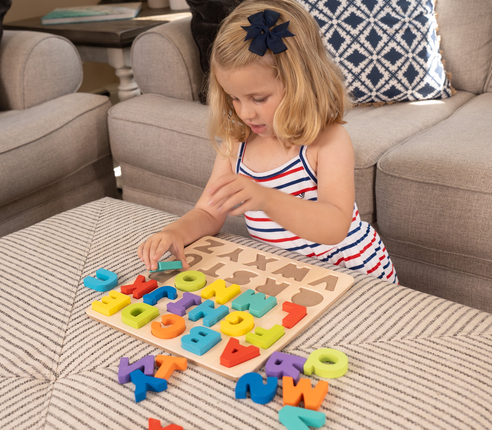 Spark Create Imagine Wooden Alphabet Puzzle, Baby and Toddler Toys for Children Ages 18 Months  (图5)