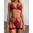 thumbnail image 1 of Conjunto de lencería sexy para dama con intrincados detalles de encaje cruzado, 1 of 5