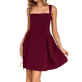 thumbnail image 3 of Womens 2025 Mini Sleeveless Dress Backless Tie Square Neck Short Party Dress Wine Red S, 3 of 7