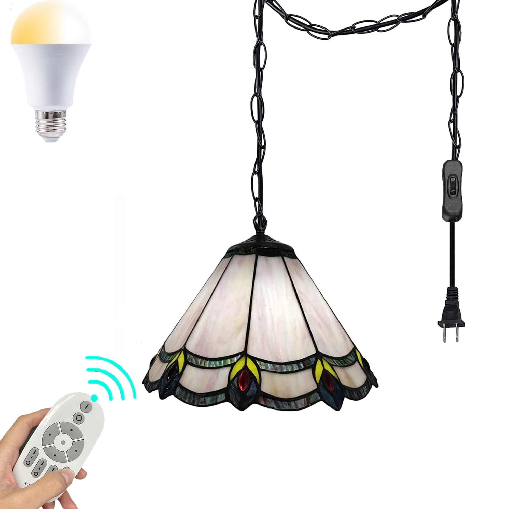 FSLiving Plug in Pendant Light, Remote Control Hanging Light Fixture