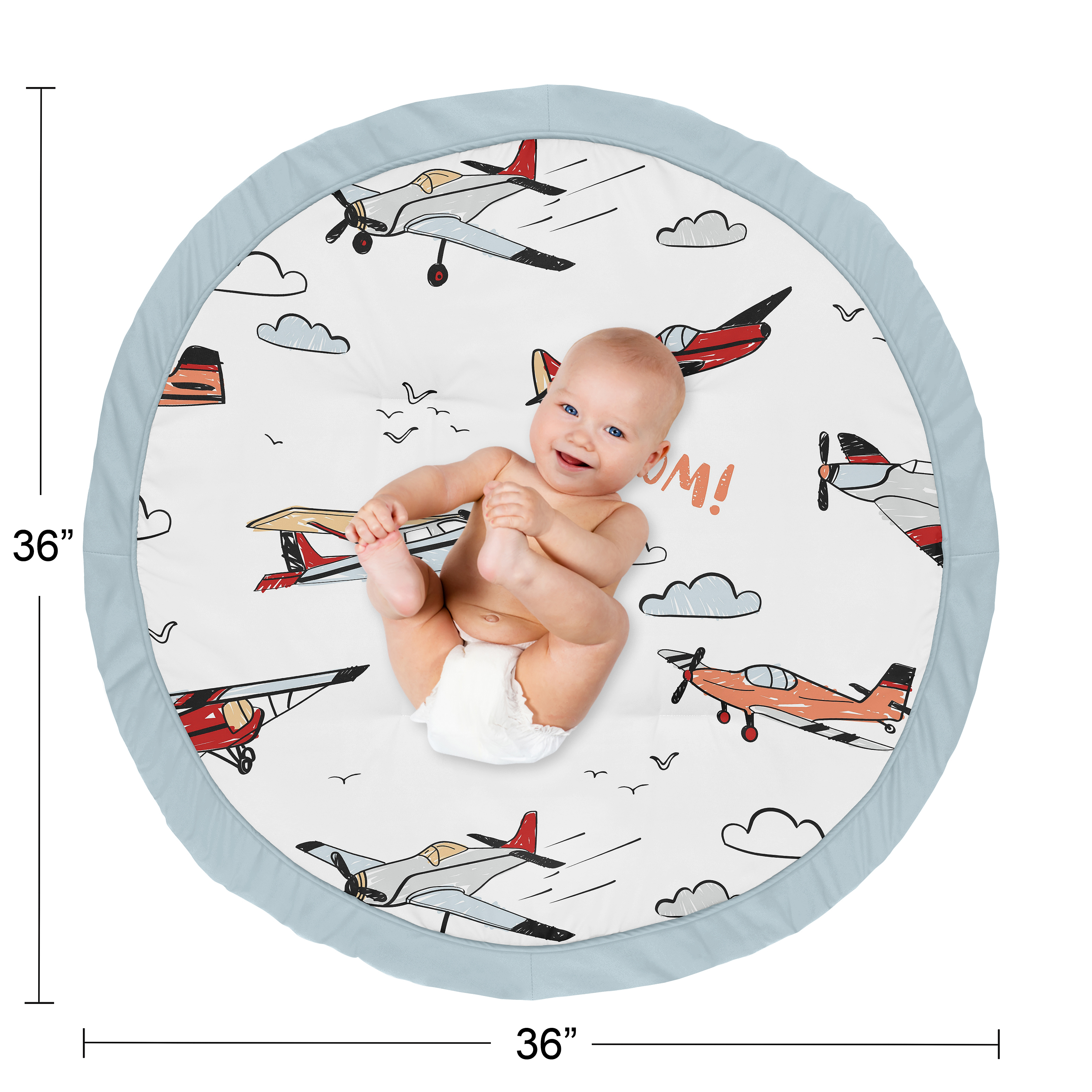Sweet Jojo Designs Airplane Red Blue and White Baby Play Mat