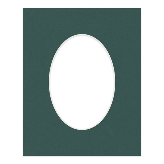 Forest Green Picture Frame Mat for 8x10 Frames - Oval Opening for 5x7 Photos - 1 Mat