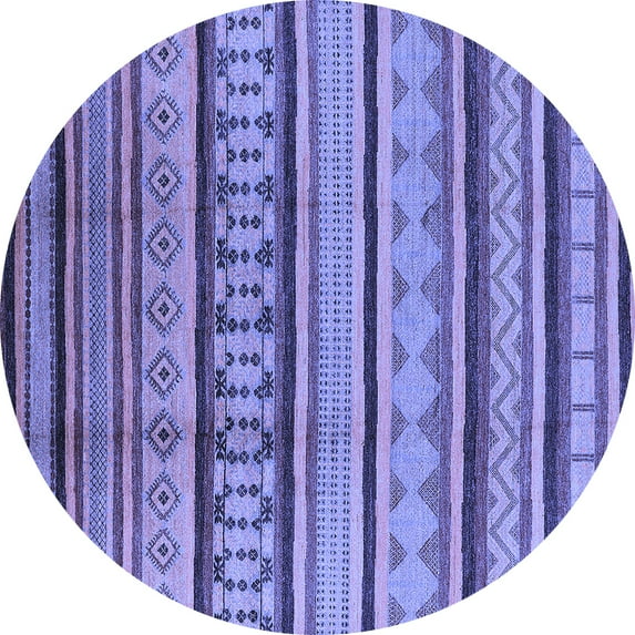Ahgly Company Machine Washable Indoor Round Southwestern Blue Country Area Rugs, 7' Round