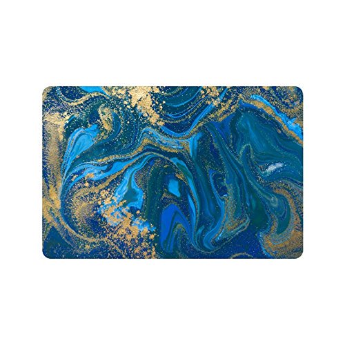 YUSDECOR Abstract Blue and Gold Liquid Marble Stone Doormat Rug Home Decor Floor Mat Bath Mat 23.6x15.7 inch
