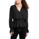 thumbnail image 1 of Self E Womens Lace Trim Peasant Blouse, black, Juniors, L, 1 of 1