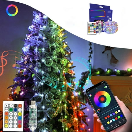 

Christmas Clearance!TOPRenddon 15 Meters LED USB String Light Music Sync Smart Bluetooth With Remote Control Timer 16 RGB Colors Suitable For Room Decoration Garden Christmas Party