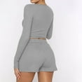 thumbnail image 5 of XuJwPNcy Womens Pajama Sets Long Sleeve Pullover Top and Shorts Matching Lounge Set 2 Piece Tracksuit Outfits, 5 of 7